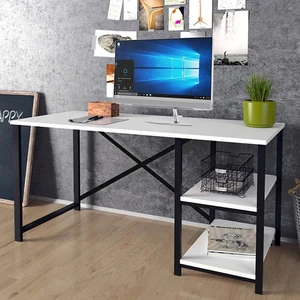 Güzelkan Madeni Eşya Çalışma Masası Raflı Ofis Laptop Bilgisayar Masası Beyaz 1180