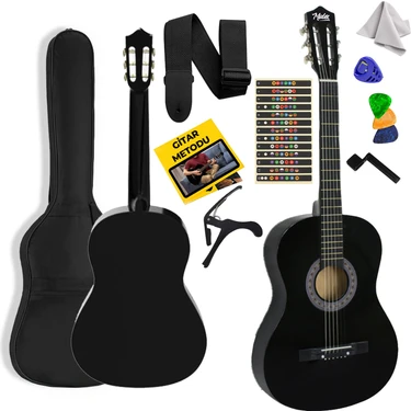 Midex CG-36BK Kaliteli 36 Inç 3/4 Juniur Çocuk Gitarı 8-12 Yaş Arası (Çanta Askı Pena