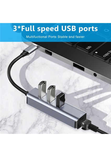 USB C - Ethernet Adaptörü, RJ45 - USB C For 3/type-C Gigabit Ethernet Lan Ağ Adaptörü Pro Için (Yurt Dışından)