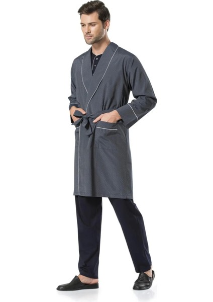 Penye Pijama ve Robdöşambr 5'li Çeyiz Seti 5560 - Lacivert modelleri