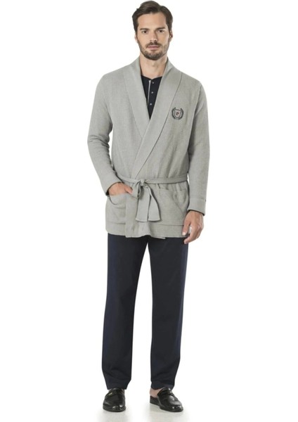 Çeyizlik Triko Ropdöşambr ve Pijama 5'li Takım 5595 - Gri