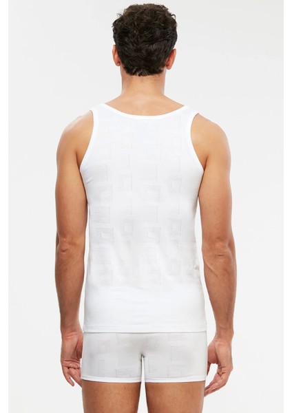 Anka Askılı Modal Jakar Desen Erkek Atlet - Beyaz fiyatları