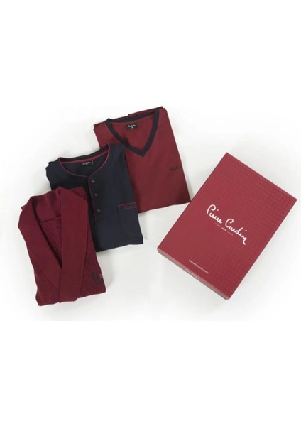 Çeyizlik Triko Ropdöşambr ve Pijama 5'li Takım 5595 - Bordo indirimleri