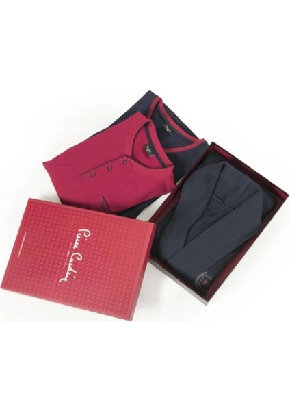 Çeyizlik Triko Ropdöşambr ve Pijama 5'li Takım 5595 - Lacivert indirimleri