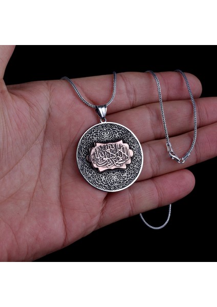 Kelime-I Tevhid Yazılı 925 Ayar Gümüş Otantik Model Kolye