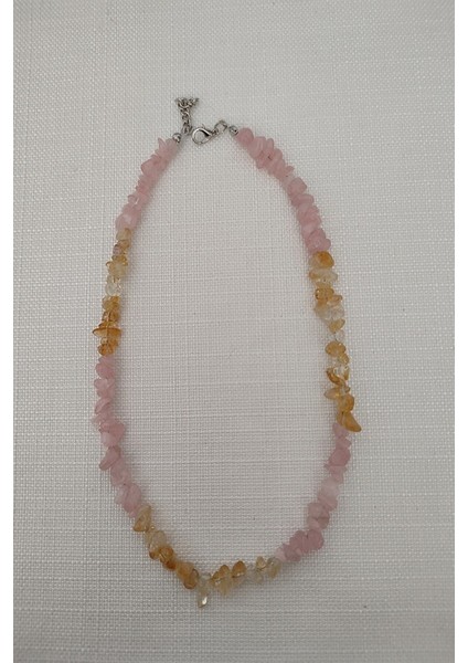 Pembe Kuvars, Sitrin Kırıktaş Doğaltaş Kolye