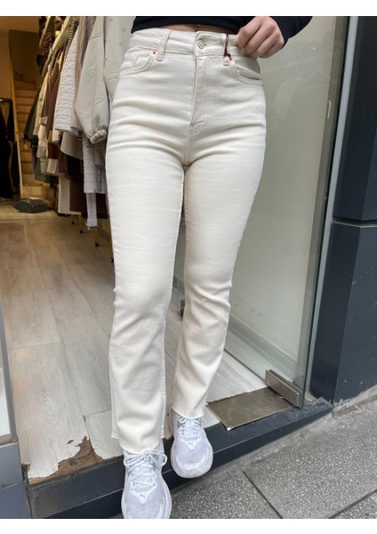 Yüksek Bel Yarım Ispanyol Kot Pantolon