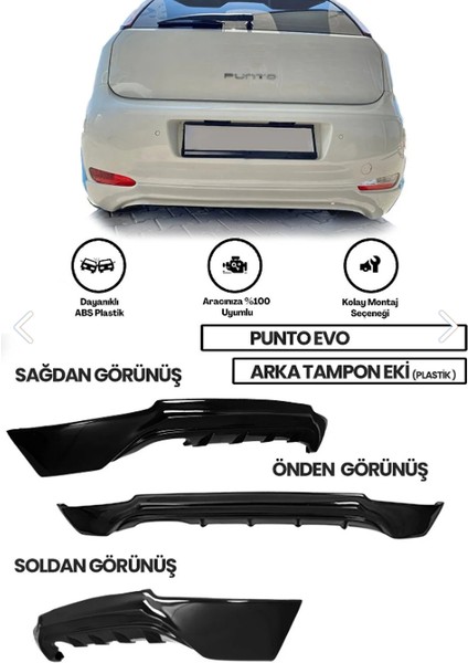 Fiat Punto Makyajlı Arka Tampon Eki Parlak Siyah Boyalı Plastik