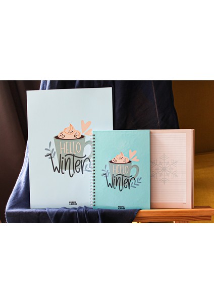 Purple & More Hello  Winter  Spiralli Defter ve Karton Dosya Seti