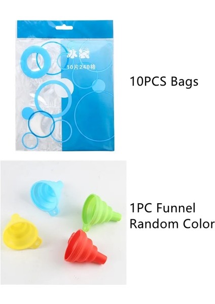 10 Adet Çanta 1 Adet Huni Tarzı 10 Adet Ice Cube Torbaları Huni Kendinden Sızdırmazlık Buz Tepsisi Kalıp Tek Kullanımlık Dıy Içme Araçları Daha Hızlı Dondurucu Buz Yapma Kalıp Çantası (Yurt Dışından)