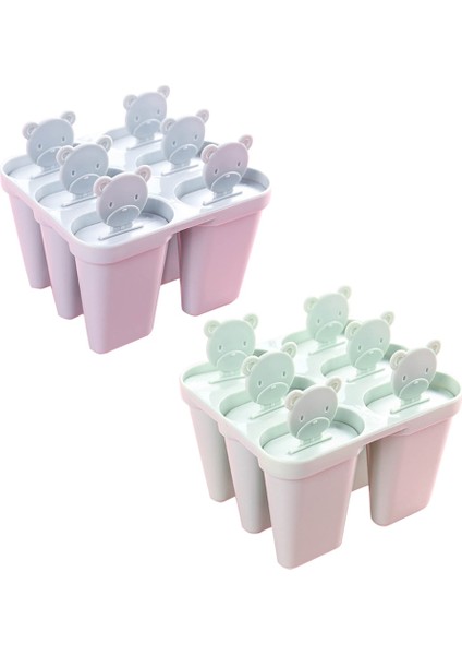 Yeşil Stil Rosenıce 6 Kavite Buz Dondurma Makineleri Buz Lolly Kalıpları Moda Sevimli Ayı Plastik Kalıpları (Yurt Dışından) fiyatları