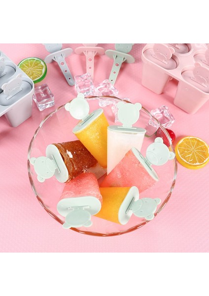 Yeşil Stil Rosenıce 6 Kavite Buz Dondurma Makineleri Buz Lolly Kalıpları Moda Sevimli Ayı Plastik Kalıpları (Yurt Dışından) modelleri