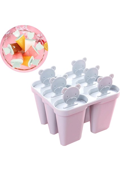 Yeşil Stil Rosenıce 6 Kavite Buz Dondurma Makineleri Buz Lolly Kalıpları Moda Sevimli Ayı Plastik Kalıpları (Yurt Dışından) fırsatları