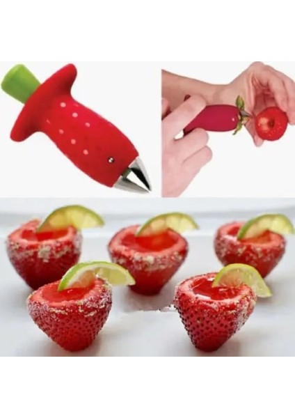 Çilek Berry Kök Yaprakları Huller Gem Remover Kaldırma Meyve Tart Mutfak Aracı (Yurt Dışından)