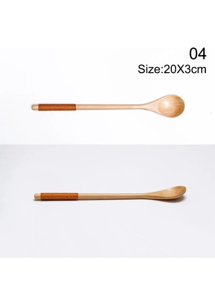 No.4 Tarzı Tahta Kaşık Japon Çorbası Tatlı Kaşığı Küçük Ahşap Kahve Çay Kaşığı Çocuklar Dondurma Kaşığı Mutfak Ahşap Gereçleri Sofra (Yurt Dışından)