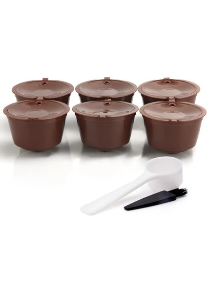6 Adet Kahverengi Stil Nescafe Için Dolce Gusto Kahve Filtreleri Kapsül Pod Yeniden Doldurulabilir Dolci Gusto Kahve Çay Damlatıcı Bardak Sepetleri Kaşık Fırça (Yurt Dışından)