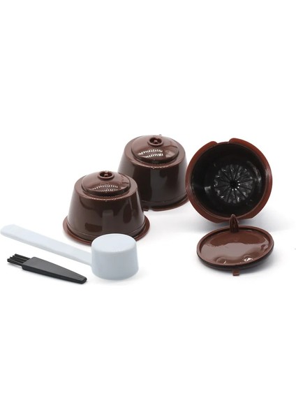3 Adet Kahverengi Tarzı 3 Adet Yeniden Kullanılabilir Kahve Kapsül Filtre Fincan Nescafe Dolce Gusto Için Doldurulabilir Kapaklar Kaşık Fırça Filtre Sepetleri Pod Yumuşak Tat Tatlı (Yurt Dışından)