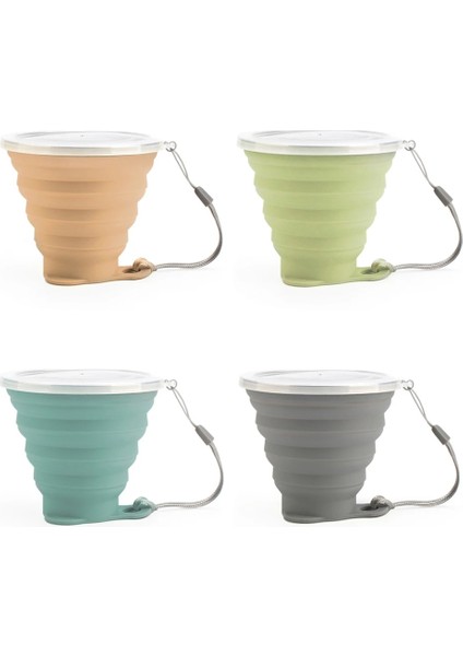 Kombinasyon 02 Stili Me.fam Yeni 270ML Açık Silikon Katlanır Su Bardağı ile Lanyardlid Geri Çekilebilir Seyahat Mini Kahve Fincanları Taşınabilir Gargara Copa (Yurt Dışından)