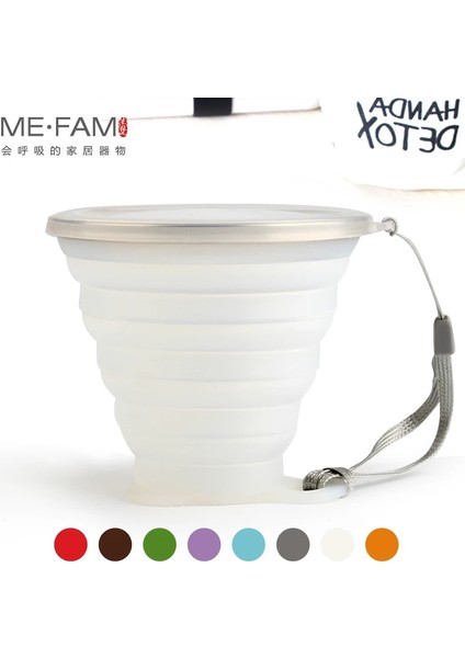 Kombinasyon 02 Stili Me.fam Yeni 270ML Açık Silikon Katlanır Su Bardağı ile Lanyardlid Geri Çekilebilir Seyahat Mini Kahve Fincanları Taşınabilir Gargara Copa (Yurt Dışından)