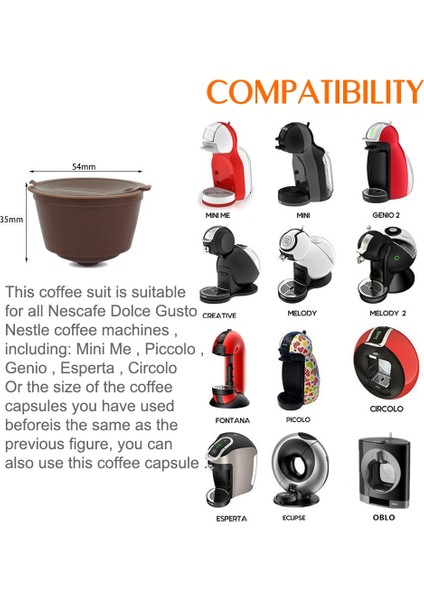 3 Adet Karışımı Tarzı 3 Adet Yeniden Kullanılabilir Kahve Kapsül Filtre Fincan Nescafe Dolce Gusto Için Doldurulabilir Kapaklar Kaşık Fırça Filtre Sepetleri Pod Yumuşak Tat Tatlı (Yurt Dışından)