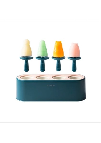 Fildişi Tarzı Dondurma Kalıbı Buzlu Şeker Dıy Aracı 4 Delikli Ev Yapımı Buz Pop Yapma Kutusu Dondurma Araçları Buz Kutusu Silikon Buzlu Şeker Kutusu Mutfak Aracı (Yurt Dışından)