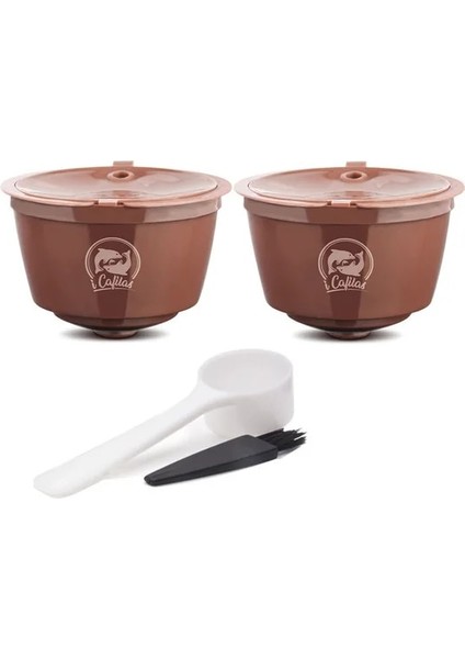 2 Adet Kahverengi Stil Nescafe Için Dolce Gusto Kahve Filtreleri Kapsül Pod Yeniden Doldurulabilir Dolci Gusto Kahve Çay Damlatıcı Bardak Sepetleri Kaşık Fırça (Yurt Dışından)