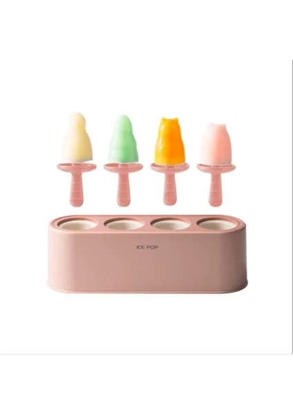 Sarı Stil Dondurma Kalıbı Buzlu Şeker Dıy Aracı 4 Delikli Ev Yapımı Buz Pop Yapma Kutusu Dondurma Araçları Buz Kutusu Silikon Buzlu Şeker Kutusu Mutfak Aracı (Yurt Dışından)