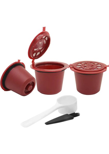 No.1 Tarzı 3 Adet Doldurulabilir Yeniden Kullanılabilir Nespresso Kapsül Kahve 1 Adet Plastik Kaşık ile Orijinal Hat Siccsaee Filtreleri Için Filtre Pod (Yurt Dışından)