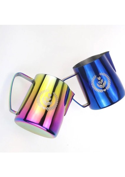 Logo Stili ile Renkli 600ML Süt Buharlama Köpürtme Sürahi, Paslanmaz Çelik Yapışmaz Süt Sürahisi Çekme Çiçek Fincan Kahve Için Mükemmel Cappuccino Latte Art 600ML (Yurt Dışından) fiyatları