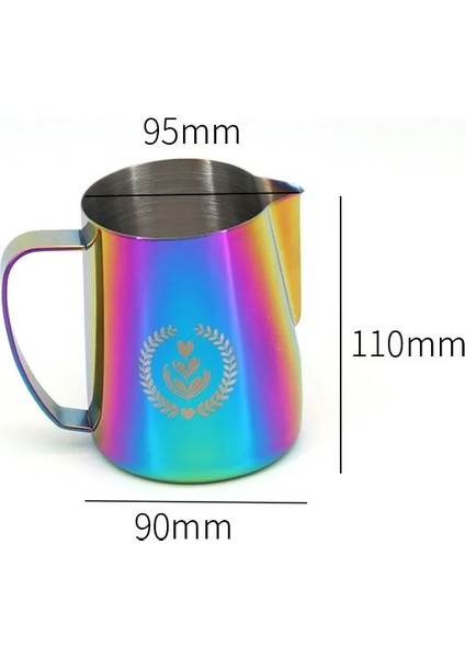 Logo Stili ile Renkli 600ML Süt Buharlama Köpürtme Sürahi, Paslanmaz Çelik Yapışmaz Süt Sürahisi Çekme Çiçek Fincan Kahve Için Mükemmel Cappuccino Latte Art 600ML (Yurt Dışından) modelleri