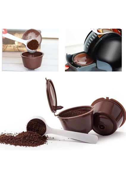 Kuadu Shop 6 Adet Tarzı Pcs Nescafe Için Doldurulabilir Kapsüller Dolce Gusto Kahve Kapsülleri Kaşık Fırçalı Yeniden Kullanılabilir Filtre Kahve Kapları Yüksek (Yurt Dışından)