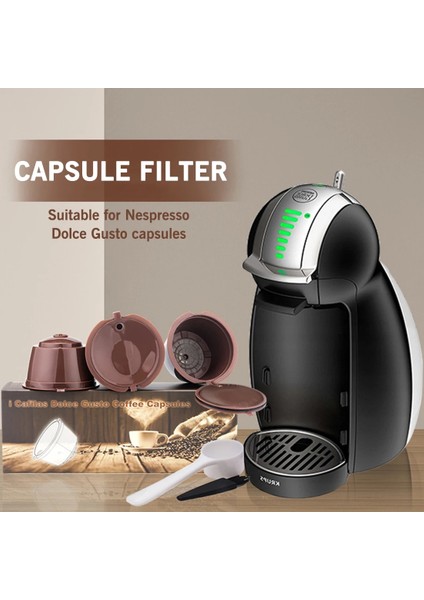 Kuadu Shop 6 Adet Tarzı Pcs Nescafe Için Doldurulabilir Kapsüller Dolce Gusto Kahve Kapsülleri Kaşık Fırçalı Yeniden Kullanılabilir Filtre Kahve Kapları Yüksek (Yurt Dışından)