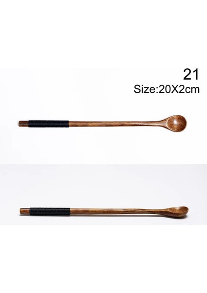 No.21 Tarzı Tahta Kaşık Japon Çorbası Tatlı Kaşığı Küçük Ahşap Kahve Çay Kaşığı Çocuklar Dondurma Kaşığı Mutfak Ahşap Gereçleri Sofra (Yurt Dışından)