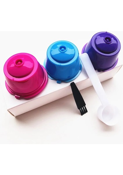 C 3 Adet Karışımı Tarzı Yeniden Kullanılabilir Kahve Kapsül Filtre Fincan Nescafe Dolce Gusto Için Doldurulabilir Kapaklar Kaşık Fırça Filtre Sepetleri Pod Yumuşak Tat Tatlı (Yurt Dışından)