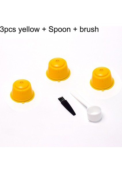 3 Adet Sarı Stil Yeniden Kullanılabilir Kahve Filtre Fincan Nescafe Dolce Gusto Için Kahve Kapsül Filtreleri Kaşık Fırçalı Mutfak Aksesuarları Doldurulabilir (Yurt Dışından)