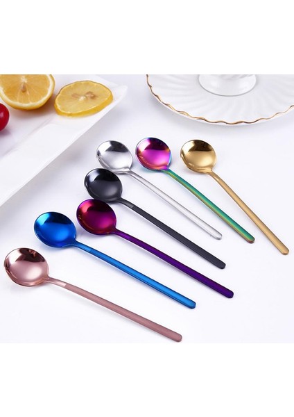 Mavi Stil 13CM Uzun Saplı Paslanmaz Çelik Dondurma Tatlı Çay Kaşığı Renkli Kahve Kaşığı Yemek Takımı Sofra Takımı Mutfak Aracı (Yurt Dışından) fiyatları