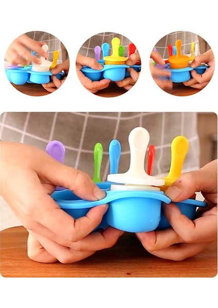 Mor Tarzı 7 Kavite Silikon Mini Buz Pops Kalıp Dondurma Topu Makinesi Popsicles Kalıpları Bebek Dıy Gıda Takviyesi Aracı El (Yurt Dışından) fiyatları