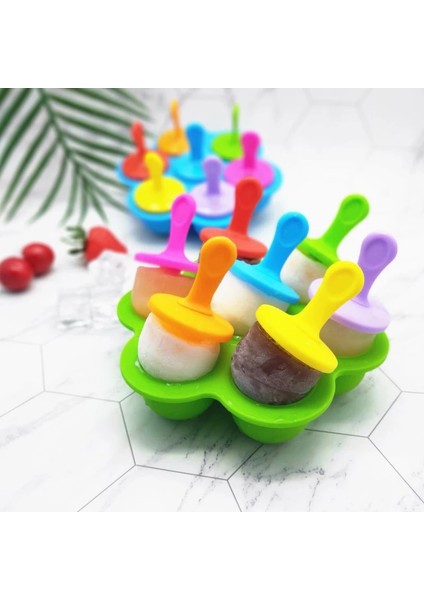 Mor Tarzı 7 Kavite Silikon Mini Buz Pops Kalıp Dondurma Topu Makinesi Popsicles Kalıpları Bebek Dıy Gıda Takviyesi Aracı El (Yurt Dışından) modelleri