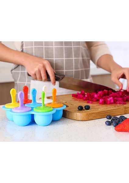 Mor Tarzı 7 Kavite Silikon Mini Buz Pops Kalıp Dondurma Topu Makinesi Popsicles Kalıpları Bebek Dıy Gıda Takviyesi Aracı El (Yurt Dışından) fırsatları