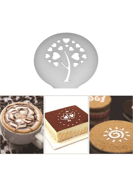 YR1830-25 Stili Kahve Kalıbı Süt Kek Kek Stencil Şablonu Kahve Dekoru Kahve Barista Cappuccino Şablonu Strew Pad Duster Sprey Araçları (Yurt Dışından)