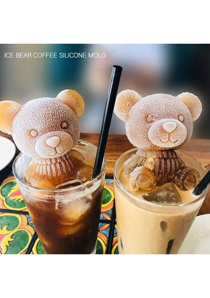 3D Buz Küpü Makinesi Küçük Ayı Şekli Çikolata Kalıp Tepsisi Dondurma Dıy Aracı Viski Şarap Kokteyli Buz Küpü Buz Topu Kalıbı (Yurt Dışından)