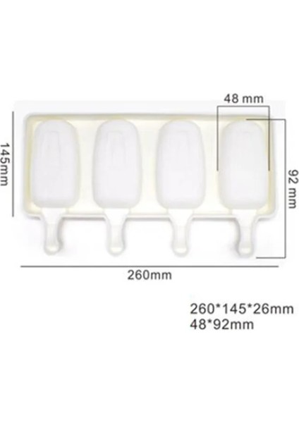 4 Delik L Tarzı Delik Silikon Dondurma Kalıbı Buz Küpü Tepsisi Buzlu Şeker Varil Diy Kalıp Tatlı Dondurma Kalıbı Buzlu Şeker Çubuğu ile (Yurt Dışından)