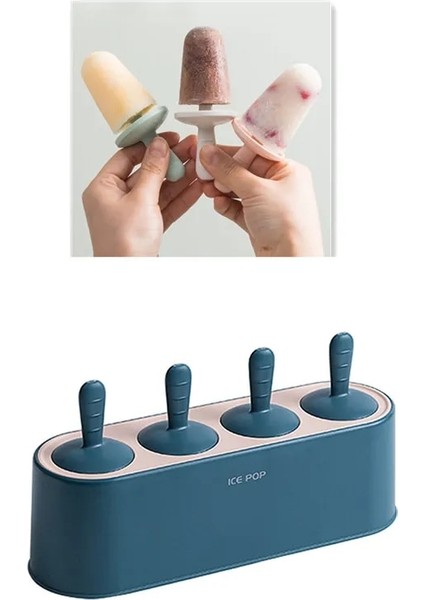 Gri Stil Dondurma Kalıbı Buzlu Şeker Dıy Aracı 4 Delikli Ev Yapımı Buz Pop Yapma Kutusu Dondurma Araçları Buz Kutusu Silikon Buzlu Şeker Kutusu Mutfak Aracı (Yurt Dışından)