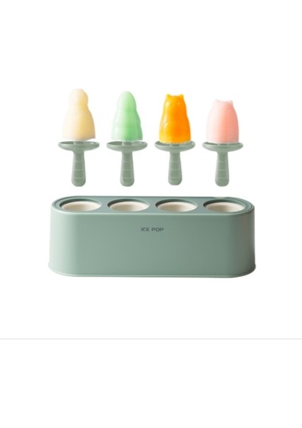 Mavi Stil Dondurma Kalıbı Buzlu Şeker Dıy Aracı 4 Delikli Ev Yapımı Buz Pop Yapma Kutusu Dondurma Araçları Buz Kutusu Silikon Buzlu Şeker Kutusu Mutfak Aracı (Yurt Dışından)