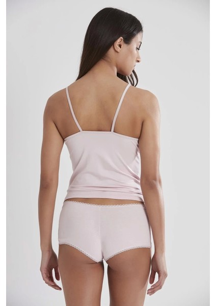 Penye Atlet Külot Kadın Iç Çamaşırı Takımı 332 - Pudra modelleri