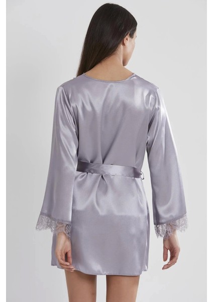 Saten Dantelli 3'lü Şort Kombi Sabahlık Takımı 2490 - Royal fırsatları