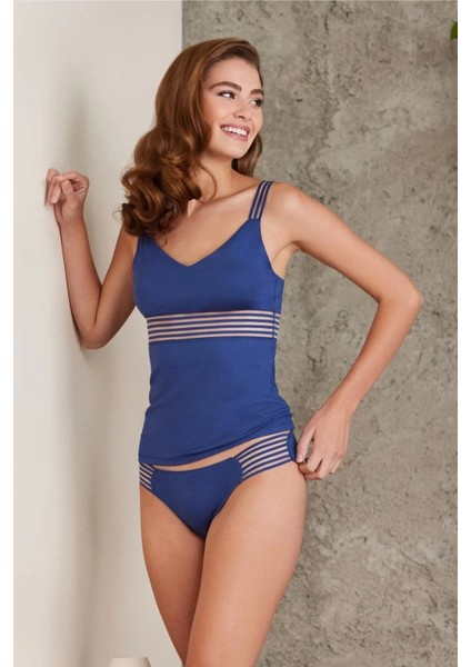 Penye Atlet Külot Kadın Iç Çamaşırı Takımı 300 - Lacivert