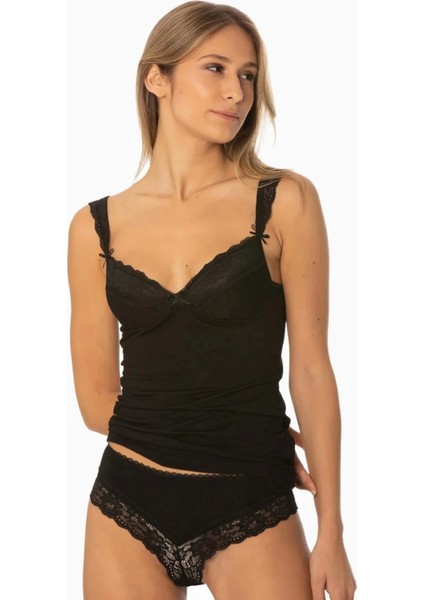 Penye Atlet Külot Kadın Iç Çamaşırı Takımı 394 - Siyah