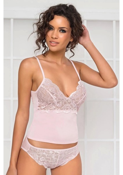 Dantelli Penye Atlet Külot Kaşkorse Seti 315 - Pudra