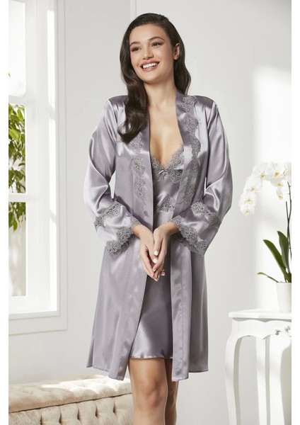 6'lı Saten Gecelik Sabahlık Takım Çeyiz Seti 6965 - Royal